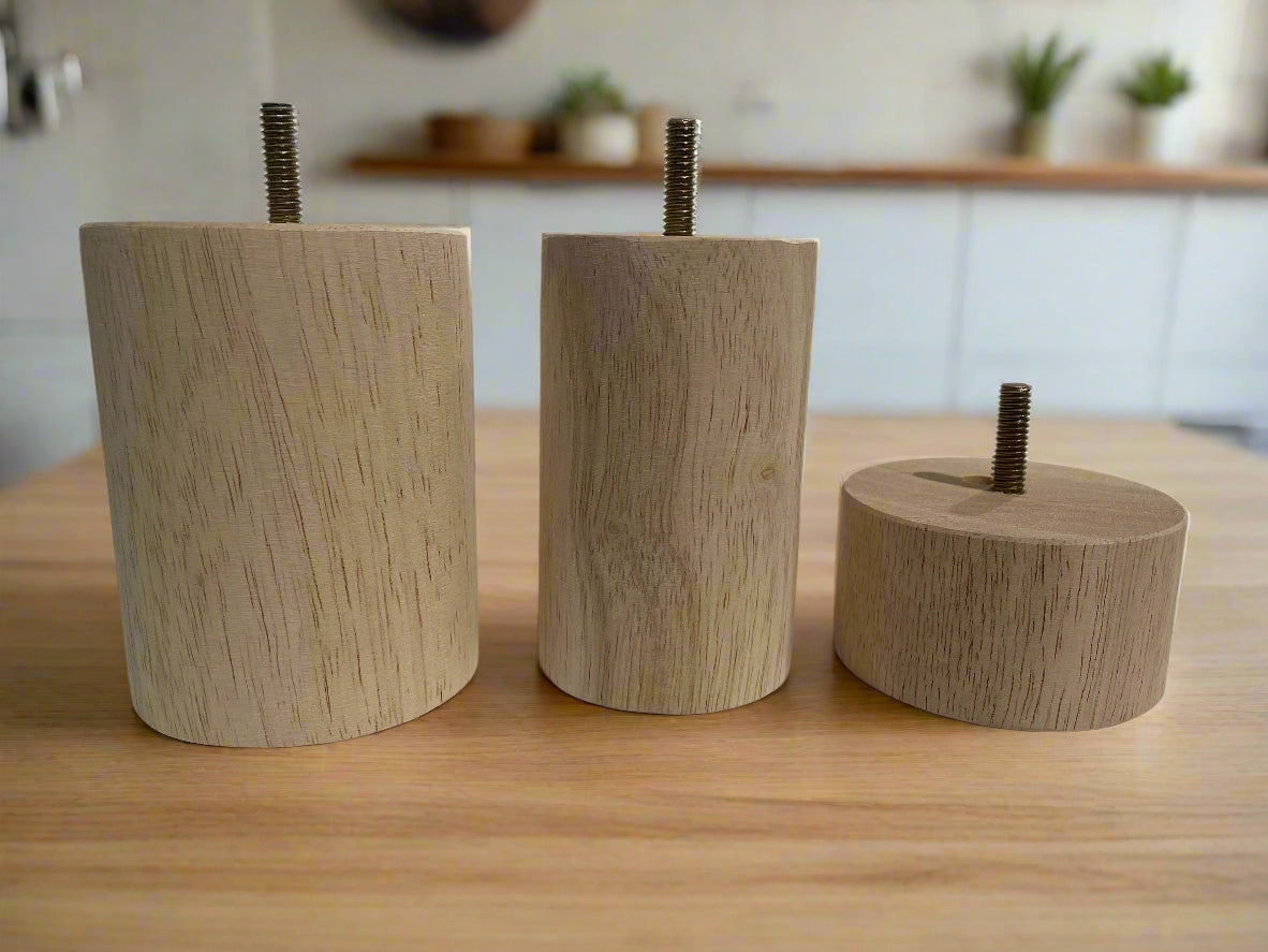 Set of 4 Cylinder Style 1" to 6" Tall x 2", 2-3/8" and 3" Diameter Legs with Std 5/16" Hanger Bolts Protruding 1"