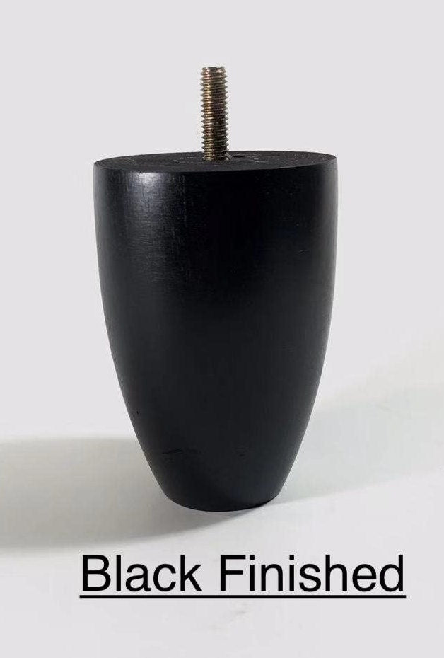 Set of 4 Cone Shaped Legs 3" & 4" Tall x 2-3/4" Diameter Wood Legs with standard 5/16" Hanger Bolts Protruding 1"