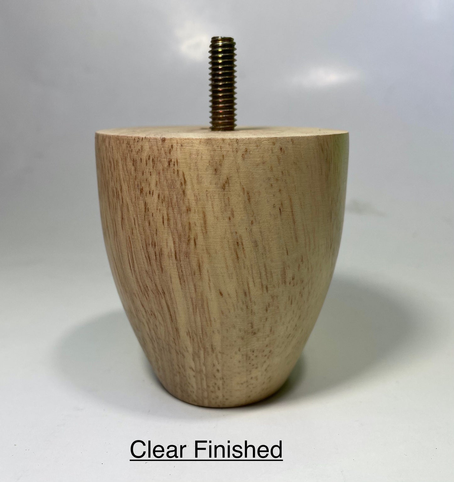 Set of 4 Cone Shaped Legs 3" & 4" Tall x 2-3/4" Diameter Wood Legs with standard 5/16" Hanger Bolts Protruding 1"