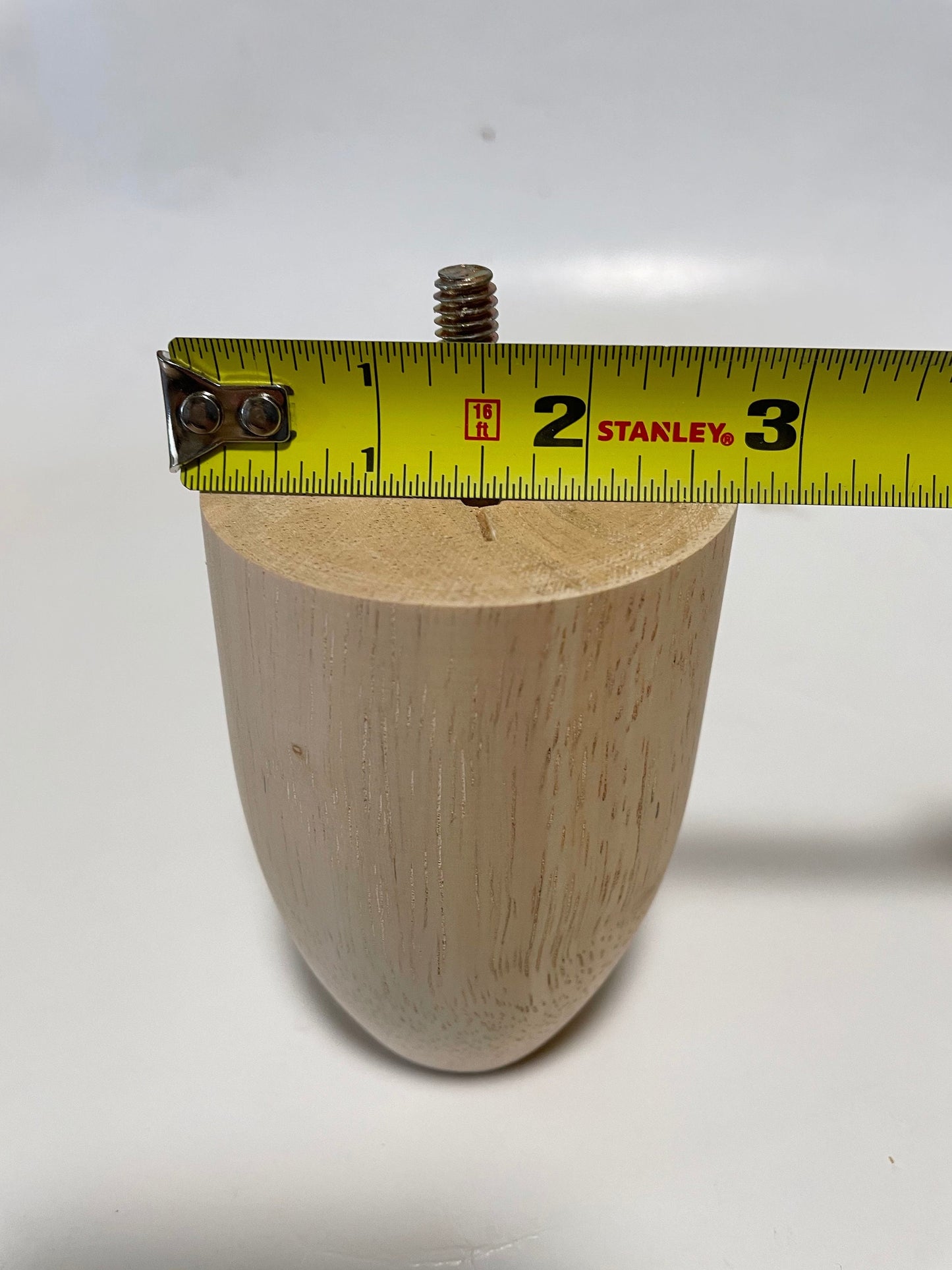 Set of 4 Cone Shaped Legs 3" & 4" Tall x 2-3/4" Diameter Wood Legs with standard 5/16" Hanger Bolts Protruding 1"