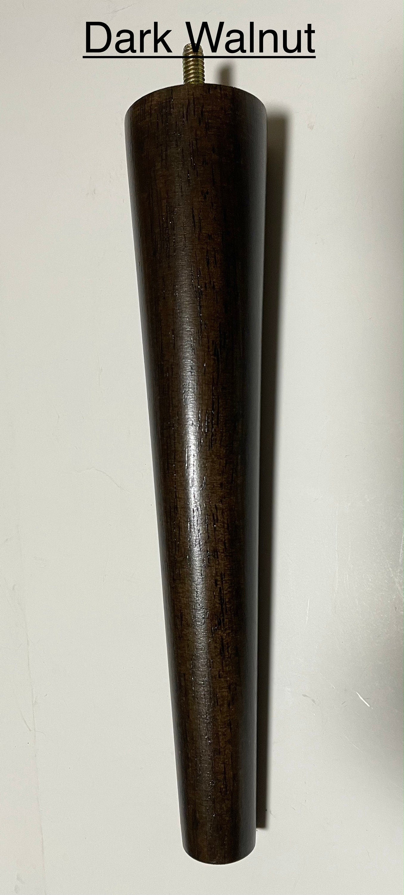 Set of 4 Legs Mid-Century Style 3,4,5,6,7,8,9,10,12" Tall x 2" Diameter Furn. Legs with 5/16" Hanger Bolts Protruding 3/8" or 1"