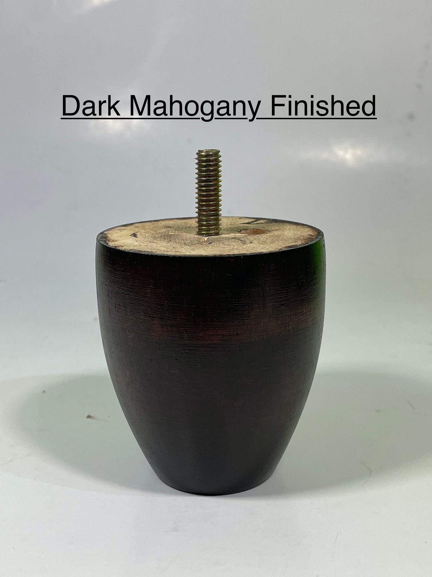Set of 4 Cone Shaped Legs 3" & 4" Tall x 2-3/4" Diameter Wood Legs with standard 5/16" Hanger Bolts Protruding 1"