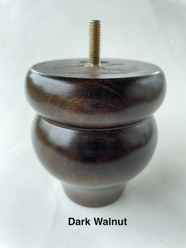 Set of 4 Turned Legs 3.5", 4", 5", 5.5" 6", 6.25", 7.5", & 8" Tall with standard 5/16" Hanger Bolts Protruding 1"