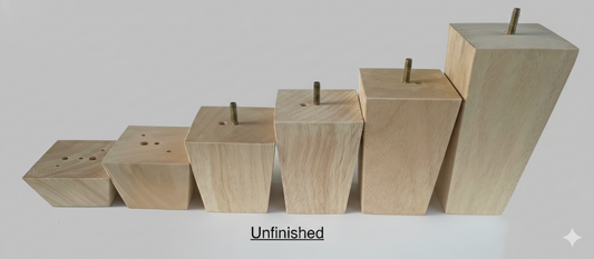 Set of 4 Legs Tapered 1.89" To 7.87" tall x 2.75" & 3.75" Squared Legs with Std. 5/16" Hanger Bolts Protruding 1" or Pocket Holes