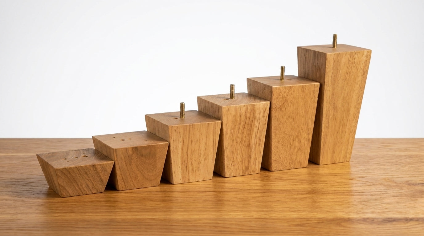 Tapered Square Wood Furniture Legs — Set of 4 | 1.89"–7.87" Tall, 2.75" or 3.75" Square
