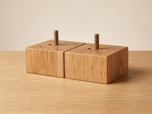 Square Block Wood Feet — Set of 4 | 1"–6" Tall, 2"–4" Square