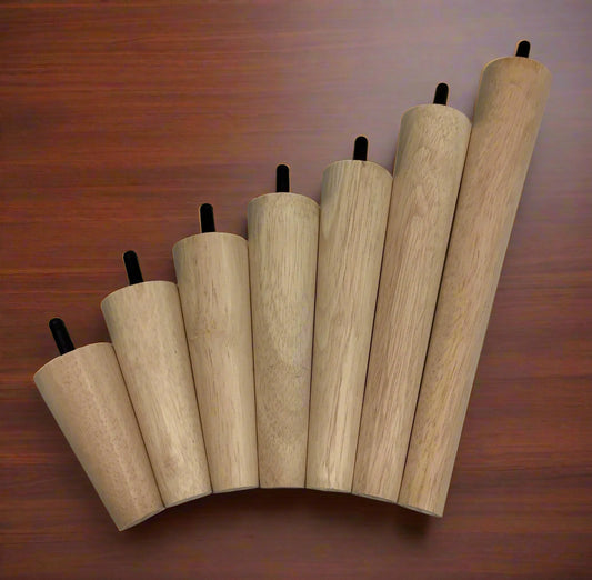 Set of 4 Legs Mid-Century Style 3,4,5,6,7,8,9,10,12" Tall x 2" Diameter Furn. Legs with 5/16" Hanger Bolts Protruding 3/8" or 1"