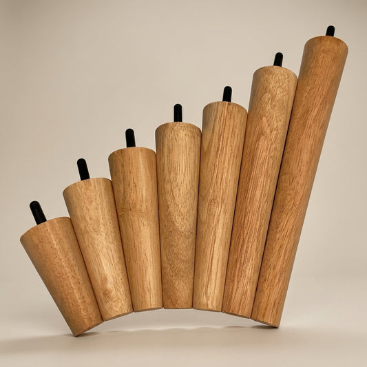 Mid-Century Tapered Wood Legs — Set of 4 | 3"–12" Tall, 2" Top Diameter