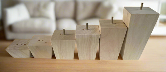 Set of 4 Legs Tapered 1.89" To 7.87" tall x 2.75" & 3.75" Squared Legs with Std. 5/16" Hanger Bolts Protruding 1" or Pocket Holes